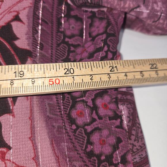 Vintage Gloria Lance Woman 1X Top Button Up Layered Purple Floral Paisley Artsy - Picture 10 of 11